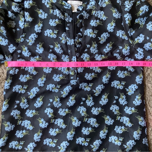 Pomander Place Black & Blue Embroidered Floral Samantha Mini Dress, Sz M - Picture 9 of 14